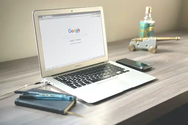 laptop on a desk
