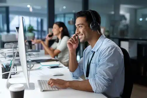 people working in a call center