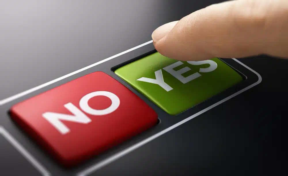 two buttons no and yes