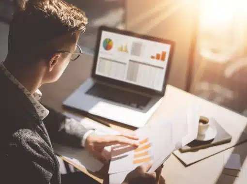 person working at a laptop