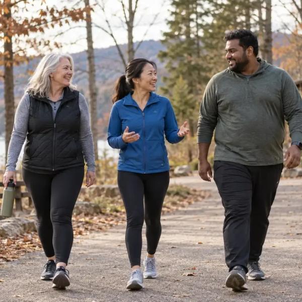 Fitness clients walking.