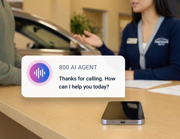AI agent answering a call at a dealership front desk