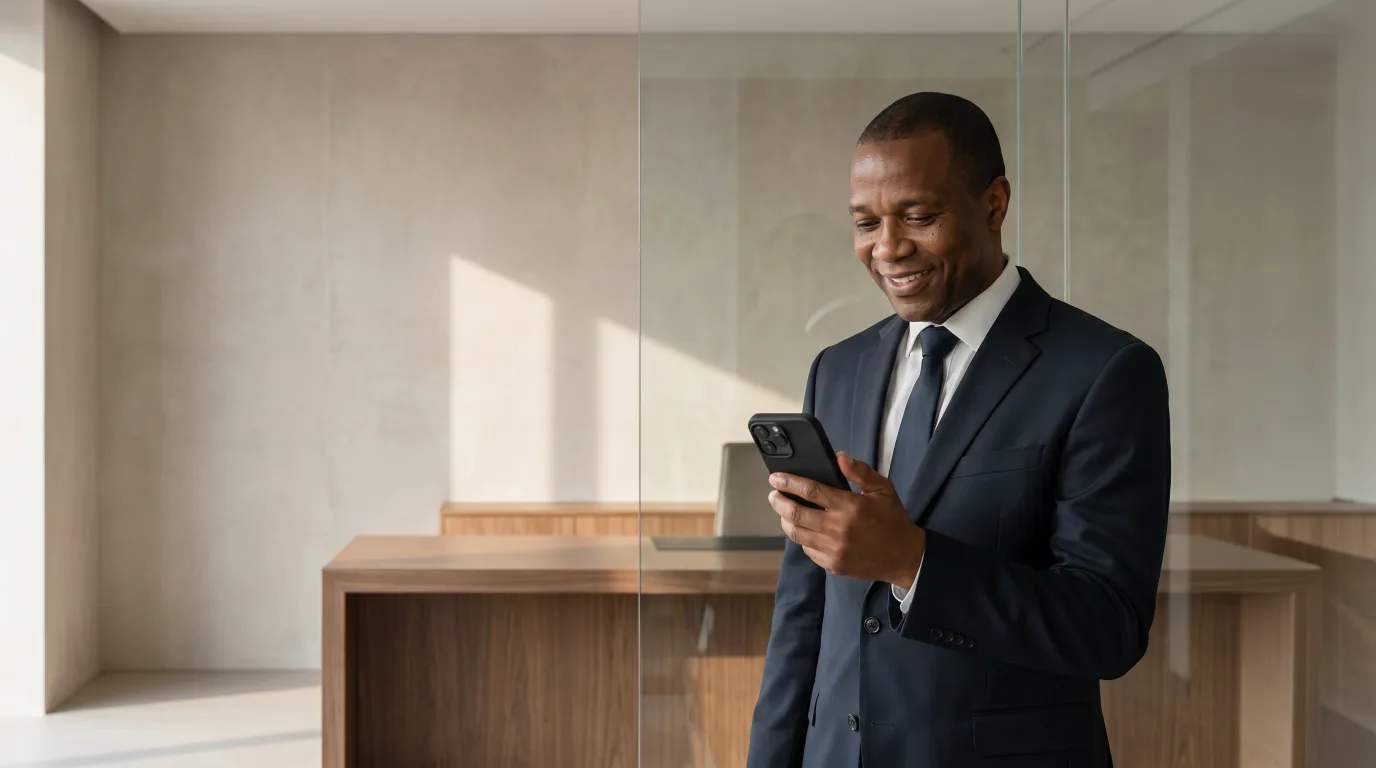 Solo attorney reviewing a new client inquiry on his phone