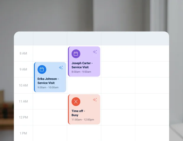 Calendar showing booked legal service intakes and staff availability