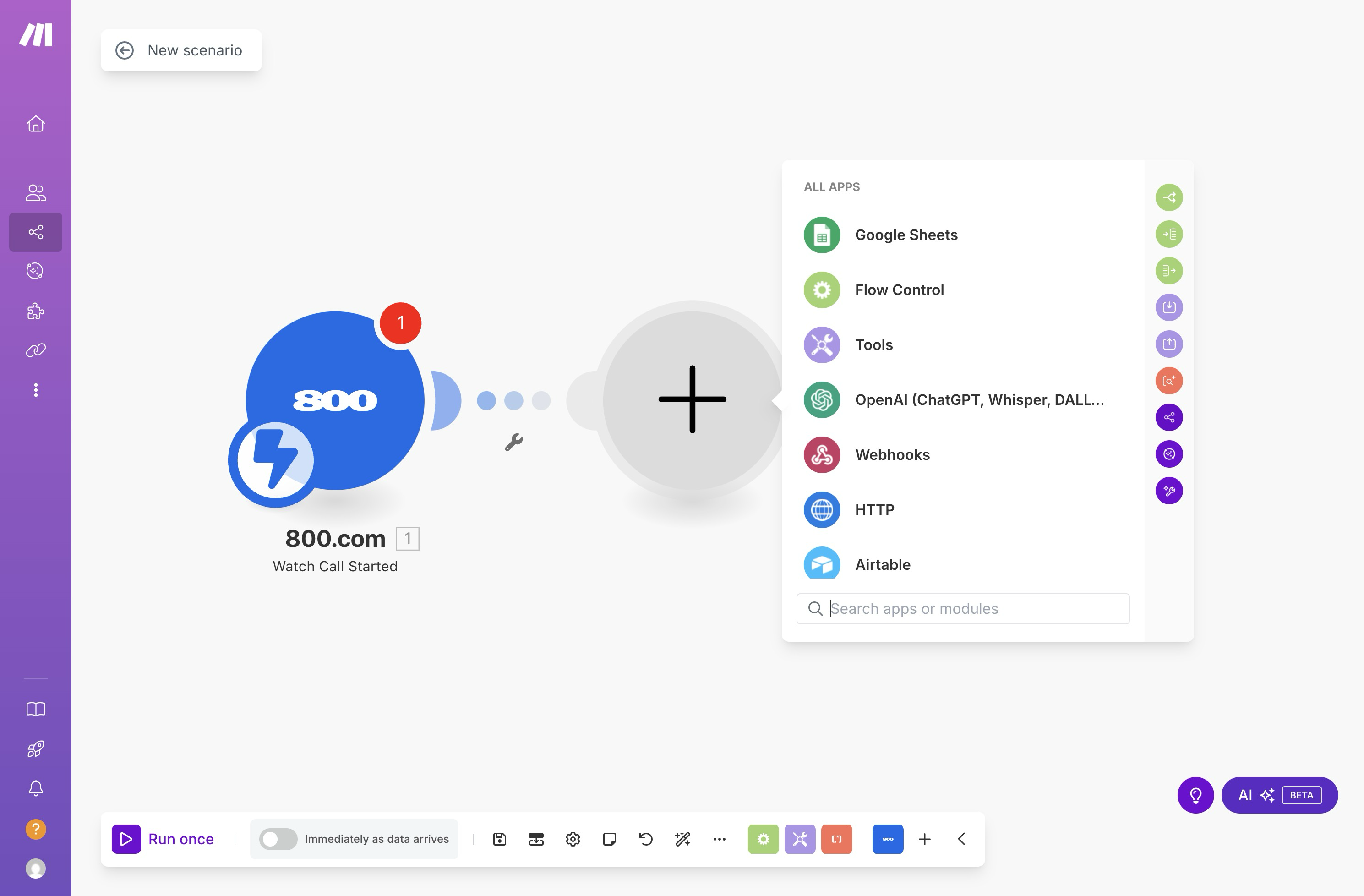 Make integration overview with 800.com