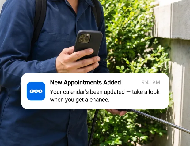 Pest control technician receiving a new appointment notification