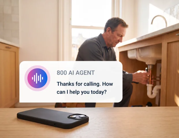 AI voice agent answering an urgent plumbing call