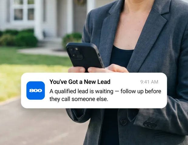 Real estate agent receiving a qualified lead notification
