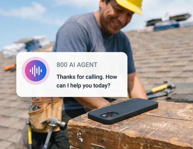 AI voice agent answering a homeowner call for a roofing contractor
