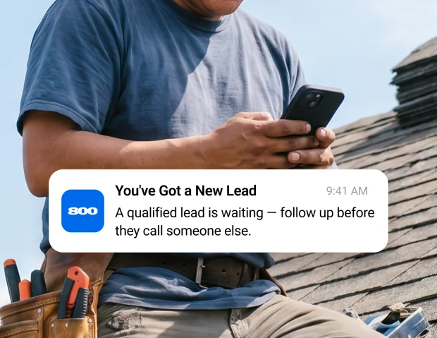 Roofing contractor receiving a qualified storm-damage lead notification