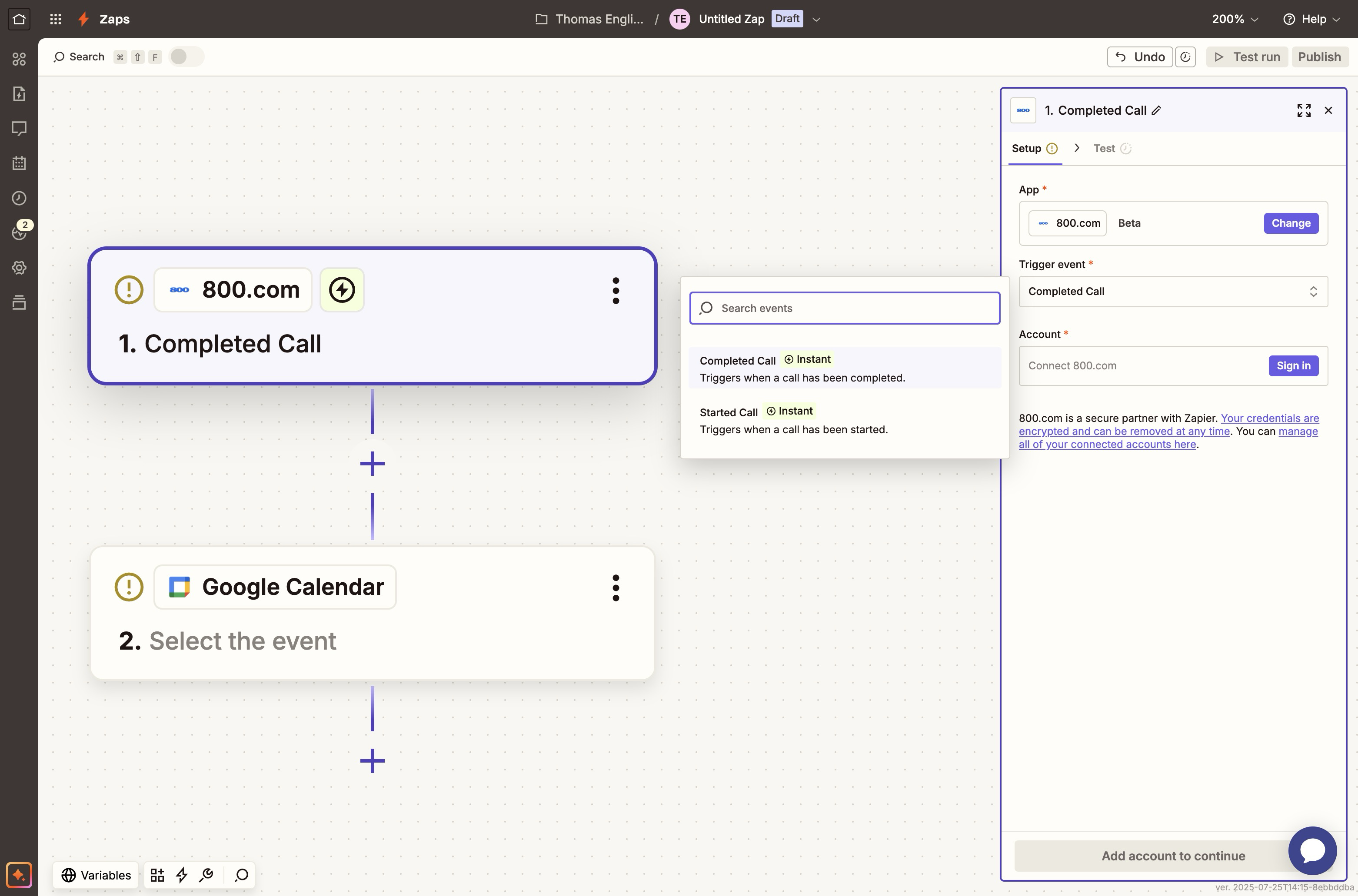 Zapier integration overview with 800.com
